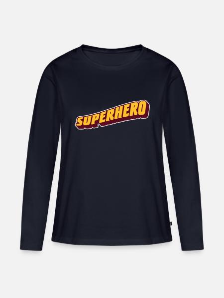 superhero - Frauen Premium Bio Langarmshirt - Navy