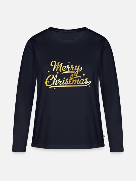 Merry Christmas - Frauen Premium Bio Langarmshirt - Navy