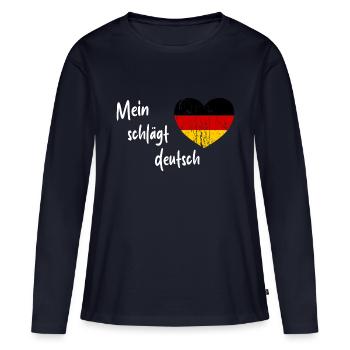 Die Wahl für Deutschland - Frauen Premium Bio Langarmshirt - Navy - Vorne - Julia (174cm)