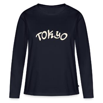 Tokyo - Japan - japanisch - Asien - Asia - Frauen Premium Bio Langarmshirt - Navy - Vorne - Julia (174cm)