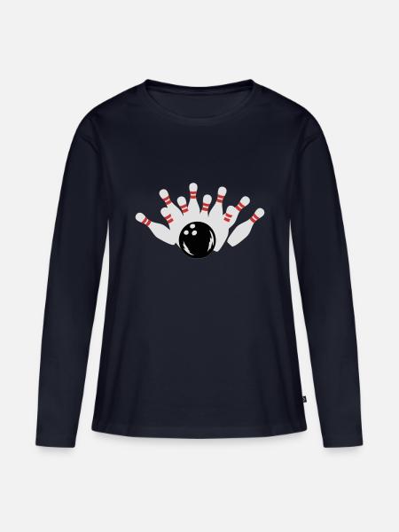 Bowling - Frauen Premium Bio Langarmshirt - Navy
