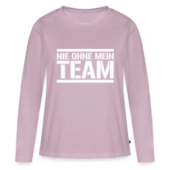 équipe - T-shirt manches longues Premium bio Femme - rose poudré - Devant - Julia (174cm)