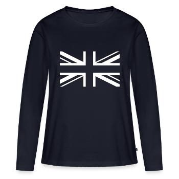 Union Jack Vintage - T-shirt manches longues Premium bio Femme - bleu marine - Devant - Julia (174cm)