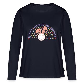 Including Worry Be Hoppy - Women's Premium Organic Long Sleeve Shirt - navy - Front - Julia (174cm)