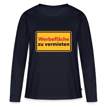 Werbung - Frauen Premium Bio Langarmshirt - Navy - Vorne - Julia (174cm)