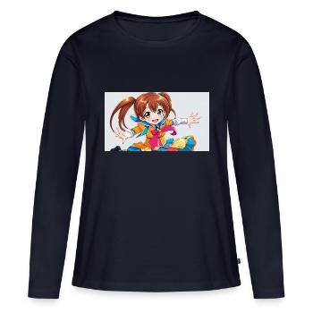 Ein niedliches manga maedchen - Frauen Premium Bio Langarmshirt - Navy - Vorne - Julia (174cm)