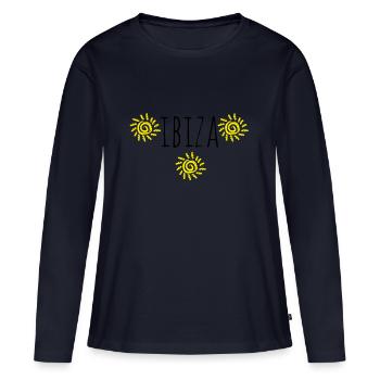Ibiza - Frauen Premium Bio Langarmshirt - Navy - Vorne - Julia (174cm)