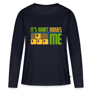c’est ce qui m’émeut - T-shirt manches longues Premium bio Femme - bleu marine - Devant - Julia (174cm)