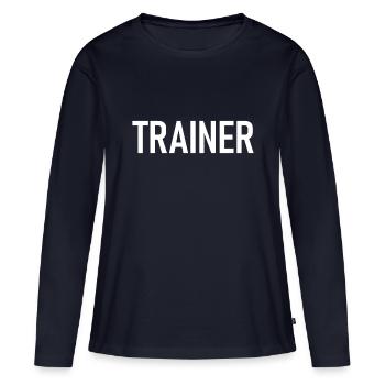 Formateur Entraîneur Sport Training - T-shirt manches longues Premium bio Femme - bleu marine - Devant - Julia (174cm)