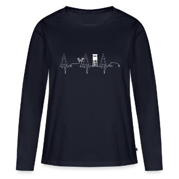 Jäger - Hochsitz Heartbeat 2 - T-Shirt - Frauen Premium Bio Langarmshirt - Navy - Vorne - Julia (174cm)