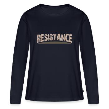 The Resistance - Women's Premium Organic Long Sleeve Shirt - navy - Front - Julia (174cm)