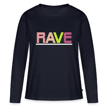 Rave - T-shirt manches longues Premium bio Femme - bleu marine - Devant - Julia (174cm)