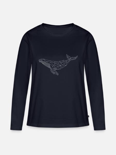 Wal "Geo White" - Frauen Premium Bio Langarmshirt - Navy