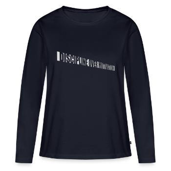 Citation de discipline sur la motivation - T-shirt manches longues Premium bio Femme - bleu marine - Devant - Julia (174cm)