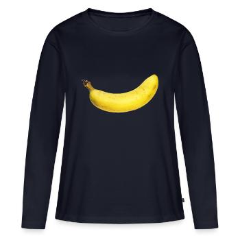 banane - T-shirt manches longues Premium bio Femme - bleu marine - Devant - Julia (174cm)