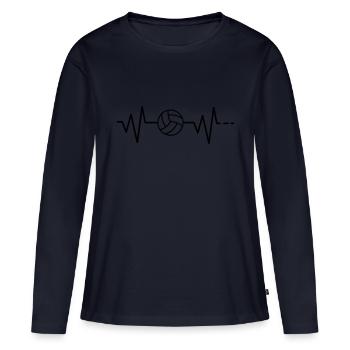 Volleyball en rythme cardiaque / Sports d'équipe / Sports / Ballon - T-shirt manches longues Premium bio Femme - bleu marine - Devant - Julia (174cm)