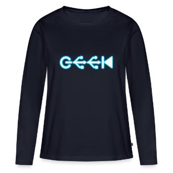 Geek - T-shirt manches longues Premium bio Femme - bleu marine - Devant - Julia (174cm)
