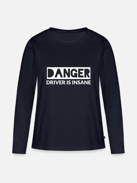 DANGER driver is insane - Frauen Premium Bio Langarmshirt - Navy