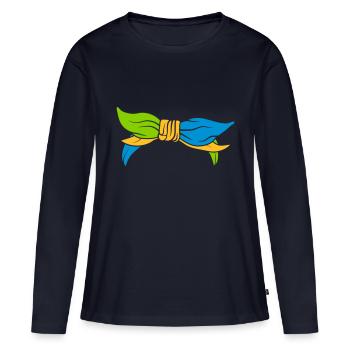 Foulard féminin coloré - T-shirt manches longues Premium bio Femme - bleu marine - Devant - Julia (174cm)