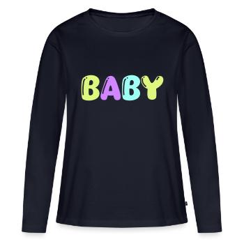 bébé - T-shirt manches longues Premium bio Femme - bleu marine - Devant - Julia (174cm)