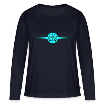 Pêche Hameçons Poisson - T-shirt manches longues Premium bio Femme - bleu marine - Devant - Julia (174cm)