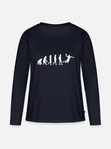 Handball Evolution Entwicklung Handballer Geschenk - Frauen Premium Bio Langarmshirt - Navy