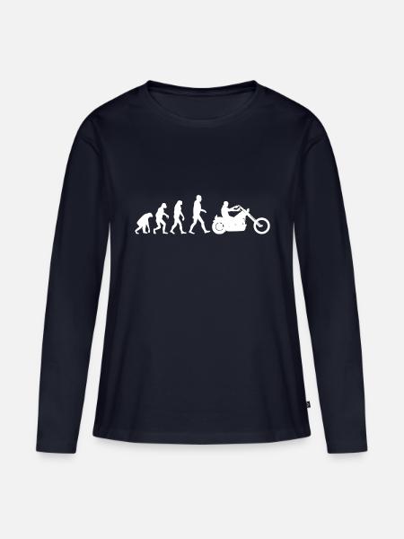 Biker Evolution Chopper - Frauen Premium Bio Langarmshirt - Navy