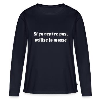 Bricoleur de génie ou maladroit - T-shirt manches longues Premium bio Femme - bleu marine - Devant - Julia (174cm)