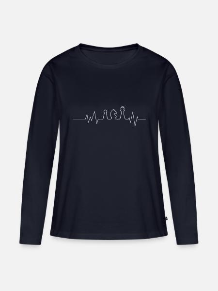 Schach Herzschlag 2 - Frauen Premium Bio Langarmshirt - Navy