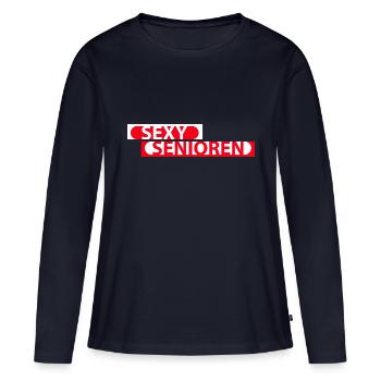sexy senioren - Frauen Premium Bio Langarmshirt - Navy - Vorne - Julia (174cm)