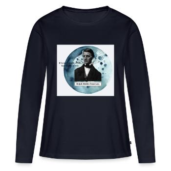 Depth of Life – Ralph Waldo Emerson Quote - Women's Premium Organic Long Sleeve Shirt - navy - Front - Julia (174cm)