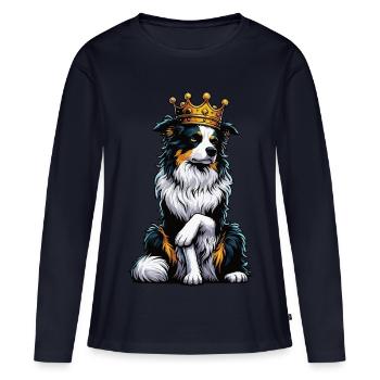 Berger australien Aussie Aussie Propriétaires Aussies - T-shirt manches longues Premium bio Femme - bleu marine - Devant - Julia (174cm)