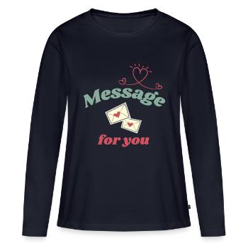 Love Design - Lettre d’amour - T-shirt manches longues Premium bio Femme - bleu marine - Devant - Julia (174cm)