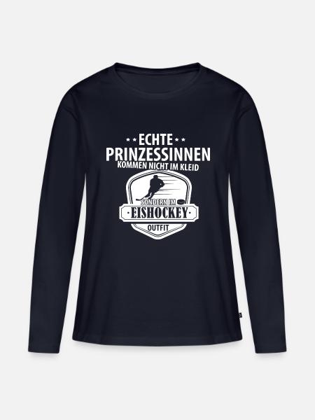 Prinzessin Eishockey - Frauen Premium Bio Langarmshirt - Navy