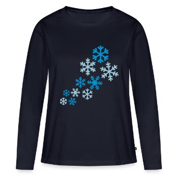 Neige - T-shirt manches longues Premium bio Femme - bleu marine - Devant - Julia (174cm)