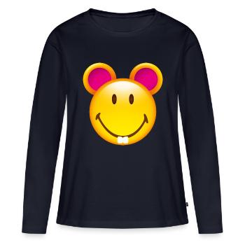 Smiley Mouse - T-shirt manches longues Premium bio Femme - bleu marine - Devant - Julia (174cm)