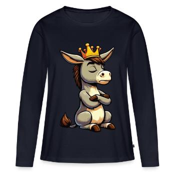 Esel Eselchen Eselhalter Muli Langohresel Muli - Frauen Premium Bio Langarmshirt - Navy - Vorne - Julia (174cm)