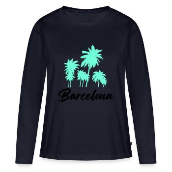 Barcelone - T-shirt manches longues Premium bio Femme - bleu marine - Devant - Julia (174cm)