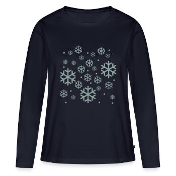Neige - T-shirt manches longues Premium bio Femme - bleu marine - Devant - Julia (174cm)
