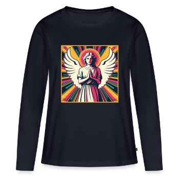Schutzengel Pop-Art - Frauen Premium Bio Langarmshirt - Navy - Vorne - Julia (174cm)