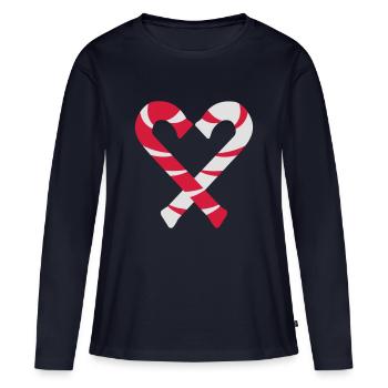 Zuckerstange - Frauen Premium Bio Langarmshirt - Navy - Vorne - Julia (174cm)
