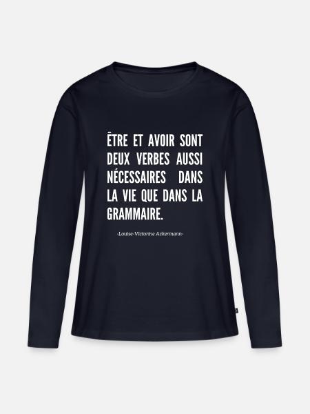 T-Shirts zitieren - Frauen Premium Bio Langarmshirt - Navy