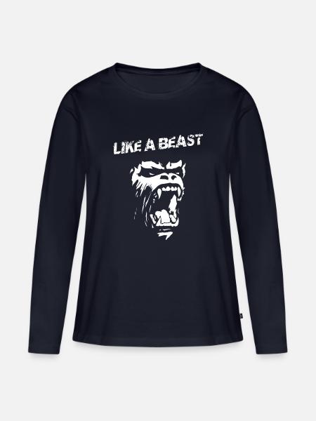 Like a Beast Gorilla - Frauen Premium Bio Langarmshirt - Navy