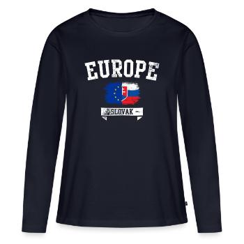 Slowakische Flagge der EU - Frauen Premium Bio Langarmshirt - Navy - Vorne - Julia (174cm)