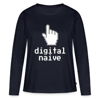 Naïf numériquement - T-shirt manches longues Premium bio Femme - bleu marine - Devant - Julia (174cm)
