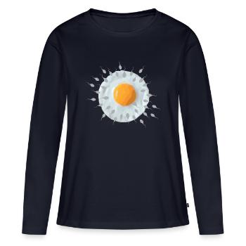 Œuf du petit-déjeuner - T-shirt manches longues Premium bio Femme - bleu marine - Devant - Julia (174cm)