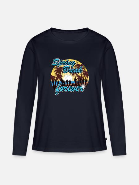 Spring Break forever - Frauen Premium Bio Langarmshirt - Navy