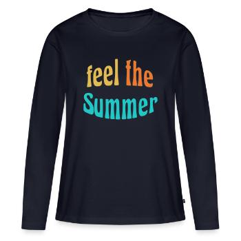 Feel the Summer - Women's Premium Organic Long Sleeve Shirt - navy - Front - Julia (174cm)