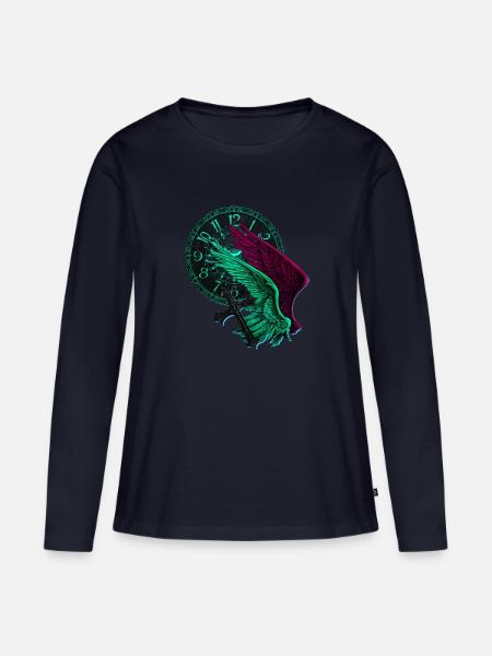 Engelflügel Neon uhren - Frauen Premium Bio Langarmshirt - Navy