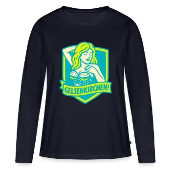 Gelsenkirchen Superstar - T-shirt manches longues Premium bio Femme - bleu marine - Devant - Julia (174cm)